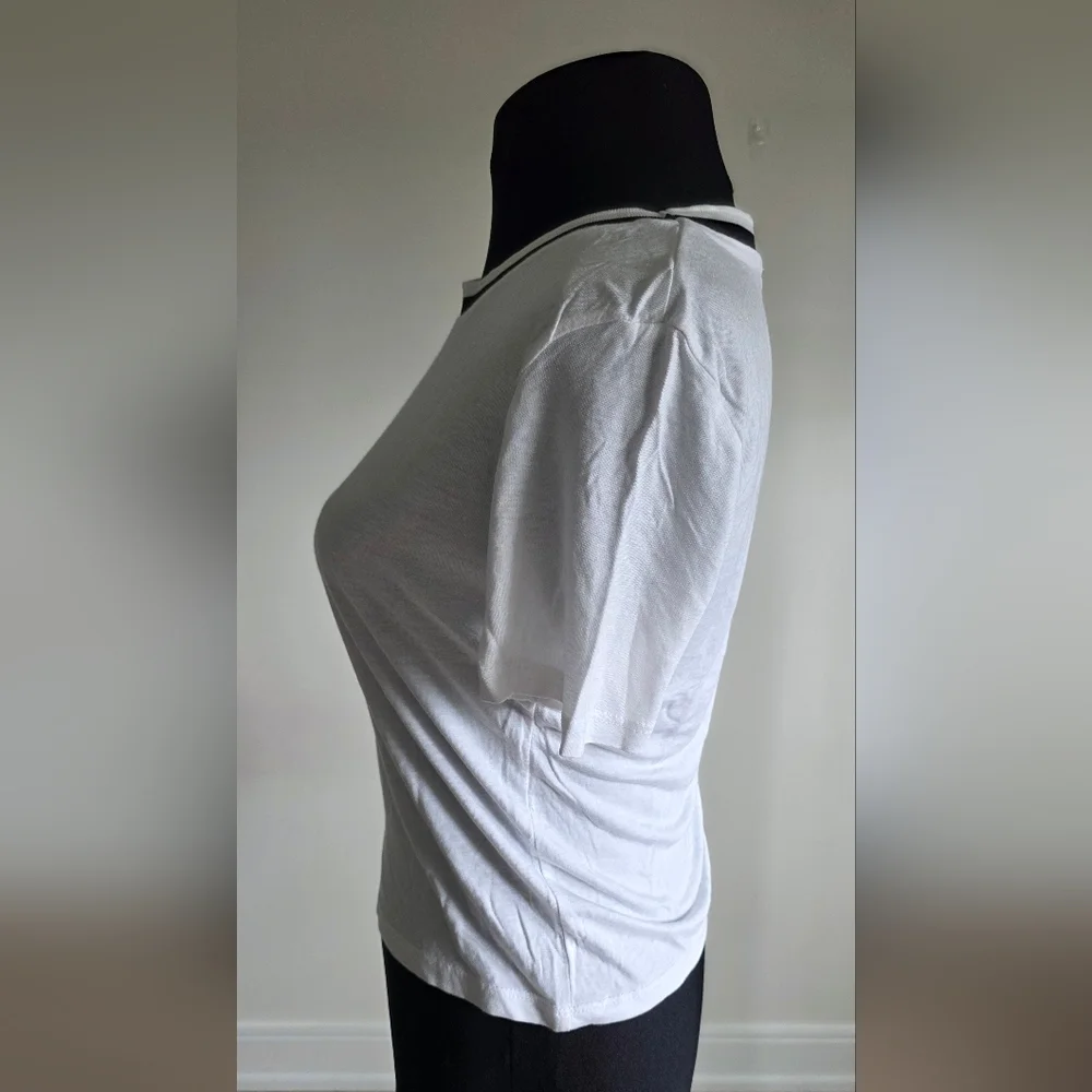 Zara Trafaluc Fitted  White Crop Short Sleeve Plain T-shirt S - Picture 3 of 5